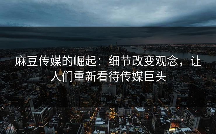 麻豆传媒的崛起:细节改变观念,让人们重新看待传媒巨头