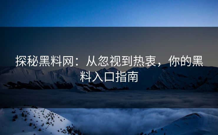 探秘黑料网：从忽视到热衷，你的黑料入口指南