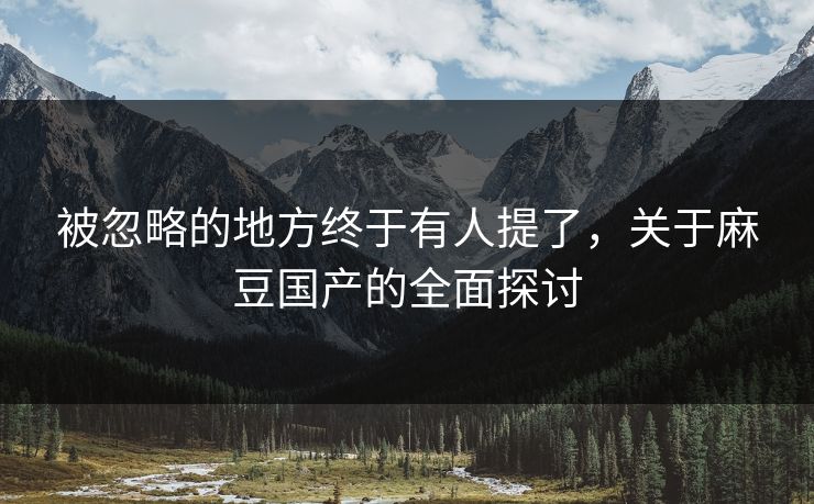 被忽略的地方终于有人提了，关于麻豆国产的全面探讨