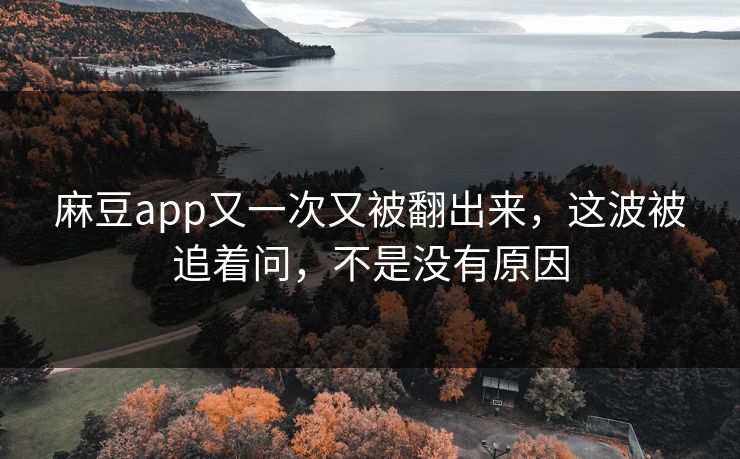 麻豆app又一次又被翻出来，这波被追着问，不是没有原因