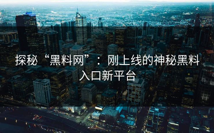 探秘“黑料网”：刚上线的神秘黑料入口新平台