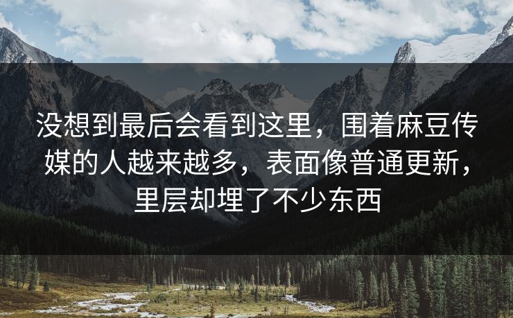 没想到最后会看到这里，围着麻豆传媒的人越来越多，表面像普通更新，里层却埋了不少东西