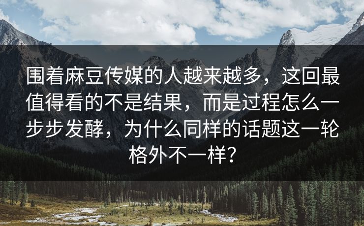 围着麻豆传媒的人越来越多，这回最值得看的不是结果，而是过程怎么一步步发酵，为什么同样的话题这一轮格外不一样？
