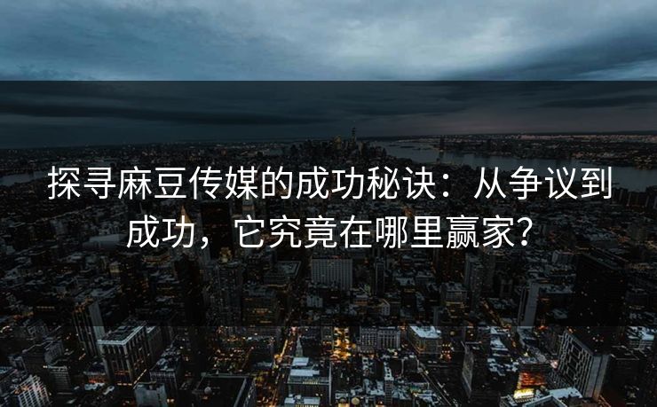 探寻麻豆传媒的成功秘诀：从争议到成功，它究竟在哪里赢家？