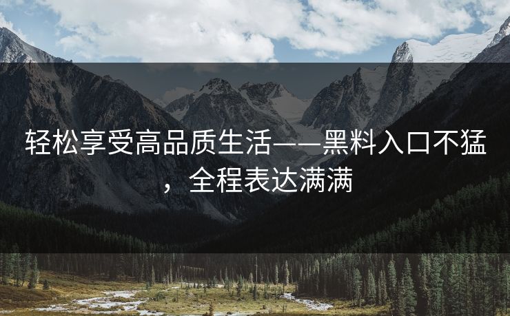轻松享受高品质生活——黑料入口不猛,全程表达满满